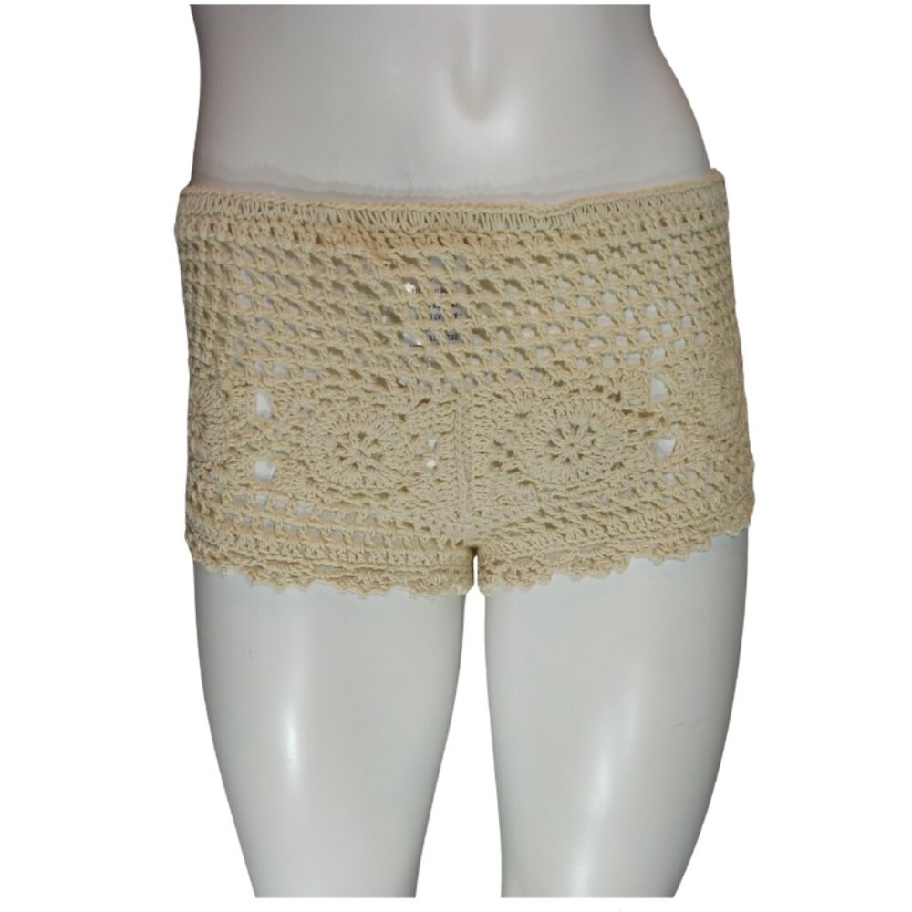 Cream Crochet Sheer Shorts